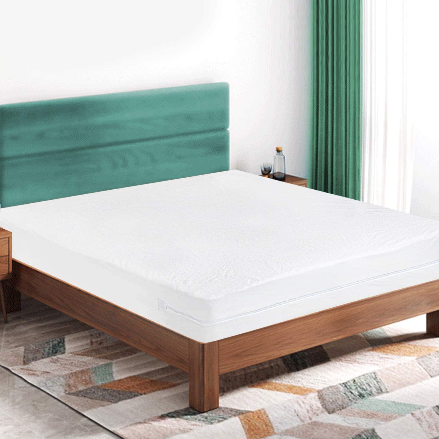 Fullcover Zipped Waterproof Mattress Cover Kingsize 150 x 200 x 25cms …