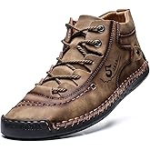 alcubieree Mens Casual Leather Shoes Ankle Chukka Boots Slip On Lightweight Loafers Mid top Walking Driving Shoes for Male
