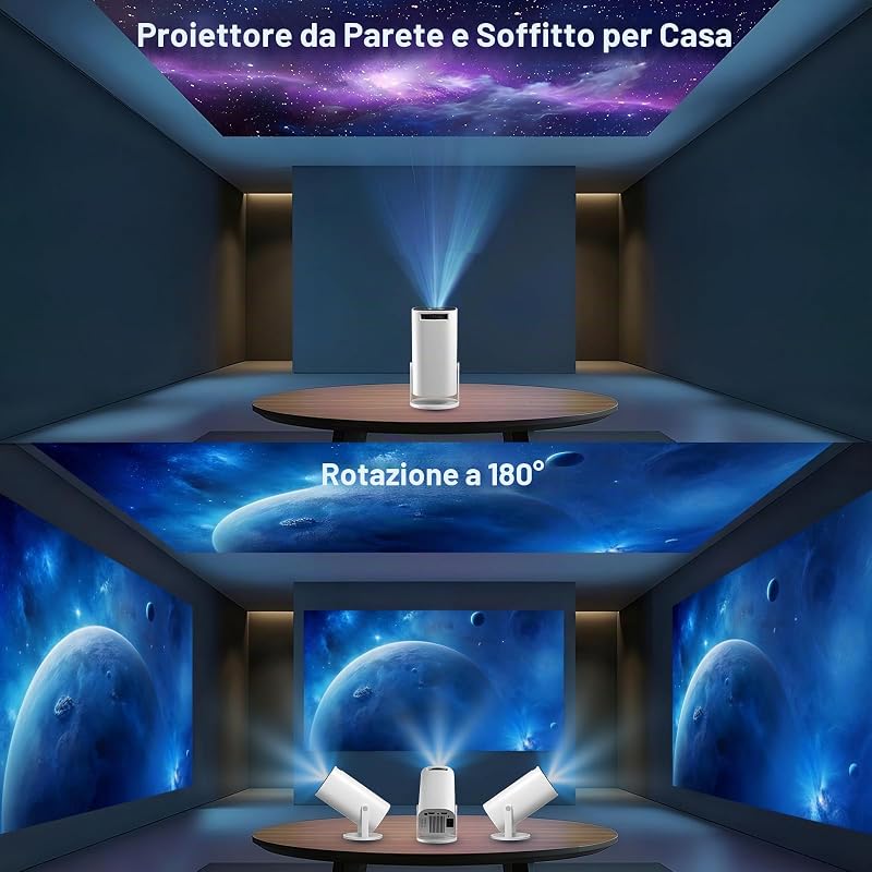 Mini Proiettore 4K Full HD 1080P Supporta, Proiettore Portatile