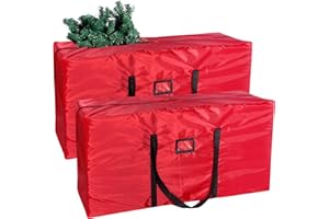 2 Pack Christmas Tree Storage Bag,Heavy Duty Xmas Tree Bag Fits Up to 8 Ft Disassembled Artificial Trees, Dust-Proof 600D Oxf