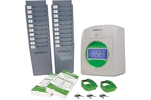 uPunch Time Clock Bundle with 100 Cards, 2 Ribbons, 2 Time Cards Racks, & 6 Keys (HN3500)