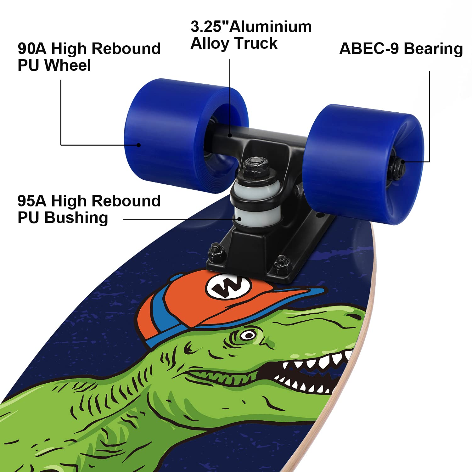 KO-ON Skateboard Complete Skateboards 22 Inch Mini Cruiser Skateboards for Beginners Kids Boys and Girls