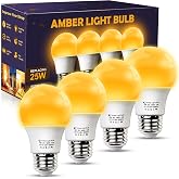 TOSZMOK A15 Amber Sleep Aid Light Bulbs, 1800K Soft Warm Lighting, 4 Pack | 3W E26 Dim Light Bulb for Bedside Lamp, Blue Light Blocking, Healthy Sleep, Cozy Atmosphere, Energy Saving, Bedroom, Nursery