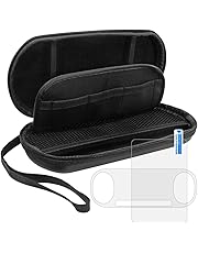 Custodia protettiva per Sony PlayStation Vita 2000 con protezioni dello schermo, AFUNTA 2 Pz vetro temperato per lo schermo anteriore e HD rimuovono la PET per la schiena, con 1 Traveling trasporto EVA Case for PS Vita PSV Accessori Console