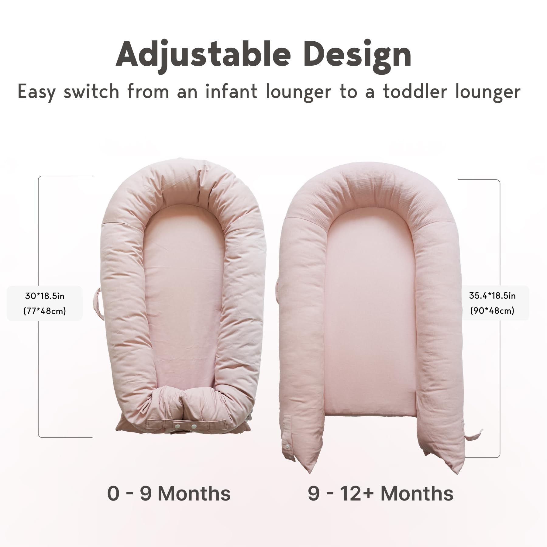 CooCooBaby Deluxe Infant Lounger, Baby Nest Cover for Baby Girls & Boys, Newborn Essentials for Baby 0-12 Months, 100% Cotton (DustyRose)