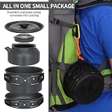 Lixada Portable Cookware Kit 2-3 Person Non Stick Camping Pots Pan Set view 3