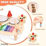 XIAPIA Kids Drum Kit 8-in-1 Wooden Musical Instrument Set Xylophone 18 Months+ view 3