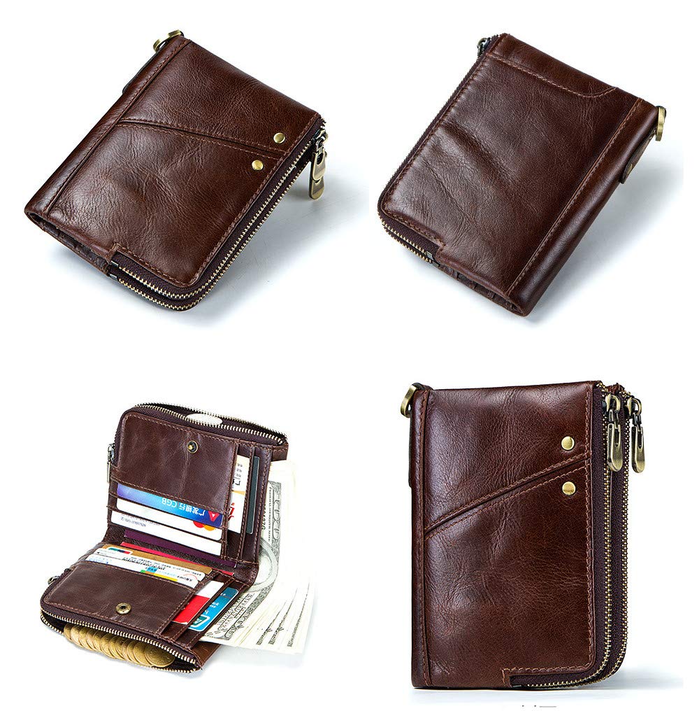 Hombre Marrón Carteras de Hombre con Protección RFID y Caja de Regalo Billeteras  Cuero Billetero Billeteros Portamonedas Negros Monedero Monederos Estuche  Masculino Chico Men Leather Wallet Bloqueo Seguridad Ropa dayleasing.com
