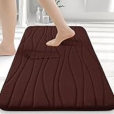 Buganda Memory Foam Bathroom Rug Mat 24x16, Extra Soft and Absorbent Bath Mats, Non-Slip and Machine Washable Bath Rugs for Bathroom Floor,Tub and Shower, Brown