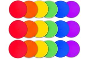 PIKZH 12/24Pcs Poly Spot Markers 9 inch Non-Slip Rubber Agility Training Markers Floor Dots Flat Field Cones for Football Basketball Soccer School Exercise Drills Gym Dance Practice 6 Colors