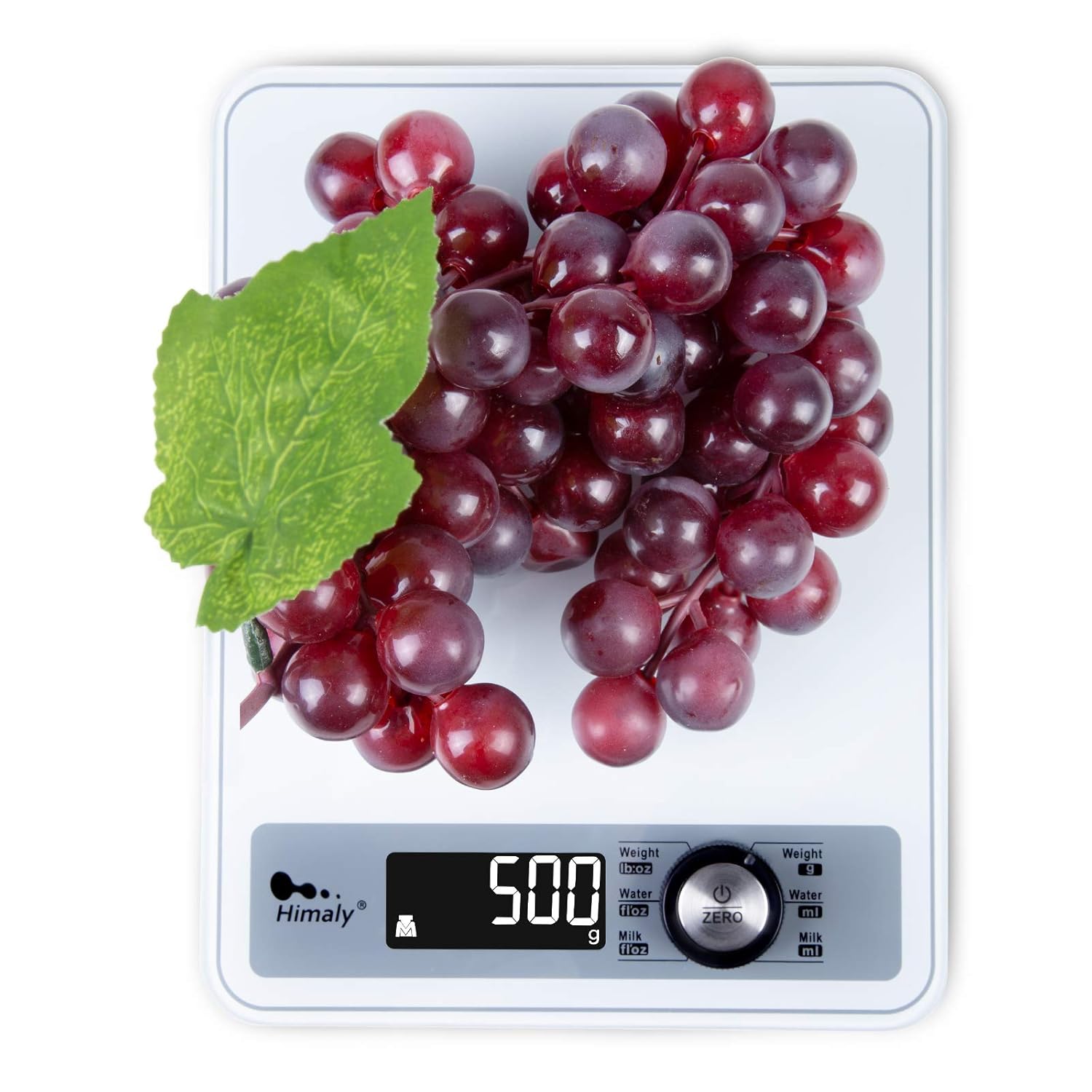 himaly Digital Kitchen Scale, Food Scale 11 lb with Rotary Switch, 6 Units in g, oz, ml, and lb for Cooking Baking, 1g/0.1oz Precise Graduation, Reverse LCD with White Backlight