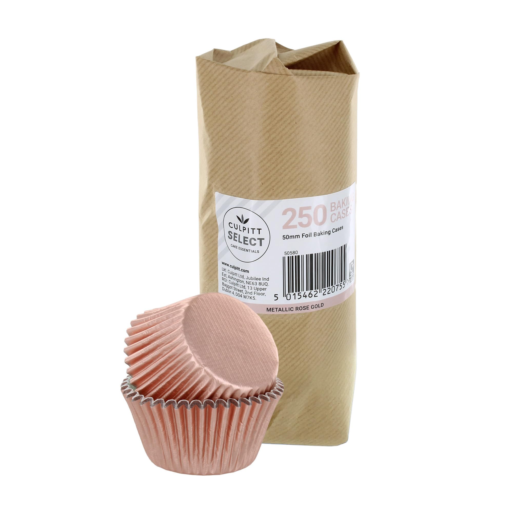 Culpitt Select Rose Gold Baking Cases, Premium Foil Baking Cups, 50mm Cupcake Cases - Extra Large Pack of 250