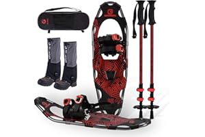 G2 GO2GETHER G2 21/25/30 Inches Light Weight Snowshoes for Women Men Youth, Set with Trekking Poles, Tote Bag, Gaiters,Special Fast Ratchet Binding, Orang/Blue/Red Available