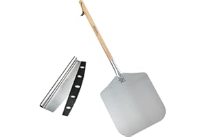 TDHDIKE Premium Aluminum Pizza Peel With Detachable Beech Handle(12” x 32.5”), Pizza Cutter 14'' Rocker Style Blade, Convenient To Store, Good Helper For Baking, Homemade Pizza And Bread