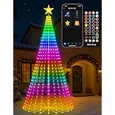 8 FT 340 LED Smart Christmas Trees Clearance Outdoor, Prelit Cone Tree with 16 Million DIY RGB LED Light Show, Lighted Artificial Tree with Remote APP Control Music Sync for Xmas Outdoor Decorations