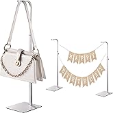 Josmimic 3 pcs Purse Holder Handbag Display Stand: Silver Hanger Rack for Bags, Purses, and Wreath, Adjustable Hook Stand for Tabletop, Closet, and Retail Use for Vendors