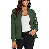 MAGCOMSEN Women's Casual Jacket Lightweight Bomber Jackets 5 Pockets Windbreaker Zip-up Spring Fall Outerwear