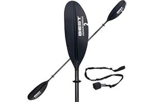 Best Marine and Outdoors Kayak Fishing Paddle, Adjustable 250cm Carbon Fiber Angler Oar with ABS Blades, 34oz Lightweight, 2 Piece Kayaking Accessories with 5ft Leash