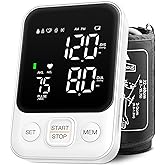 Blood Pressure Monitor Upper Arm Machine Accurate Adjustable BP Cuff Kit Led Backlit Display 2 Users 240 Sets Memory Includes Storage Bag White