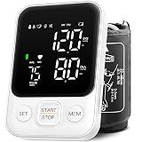 Blood Pressure Monitor Upper Arm Machine Accurate Adjustable BP Cuff Kit Led Backlit Display 2 Users 240 Sets Memory Includes Storage Bag White