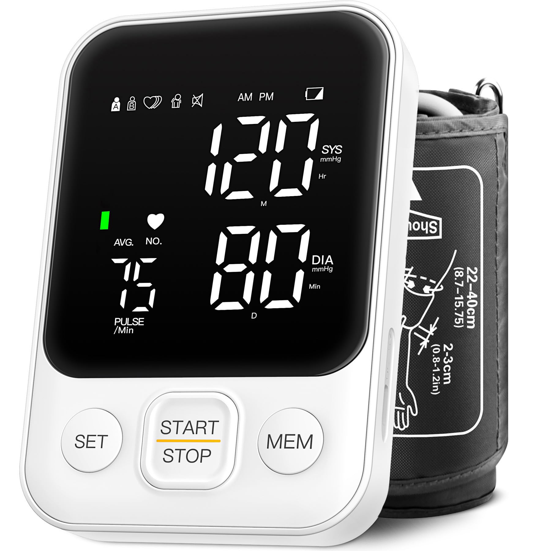 Photo 1 of Blood Pressure Monitor Upper Arm Machine Accurate Adjustable Manual BP Cuff Kit Led Backlit Display 2 Users 240 Sets Memory Includes Storage Bag White