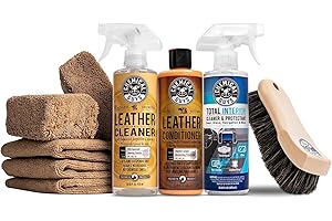 Chemical Guys Complete Leather Cleaner and Conditioner Detailing Kit with Total Interior, for Cars, Home, Office, and More (Works on Natural, Faux Leather and More) 9 Items - HOL412