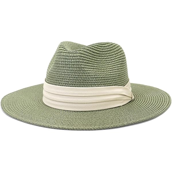 Lanzom Women Wide Brim Straw Panama Roll up Hat Belt Buckle Fedora Beach Sun Hat Lanzom Women Wide Brim Straw Panama Roll up Hat Fedora Beach  main image 3