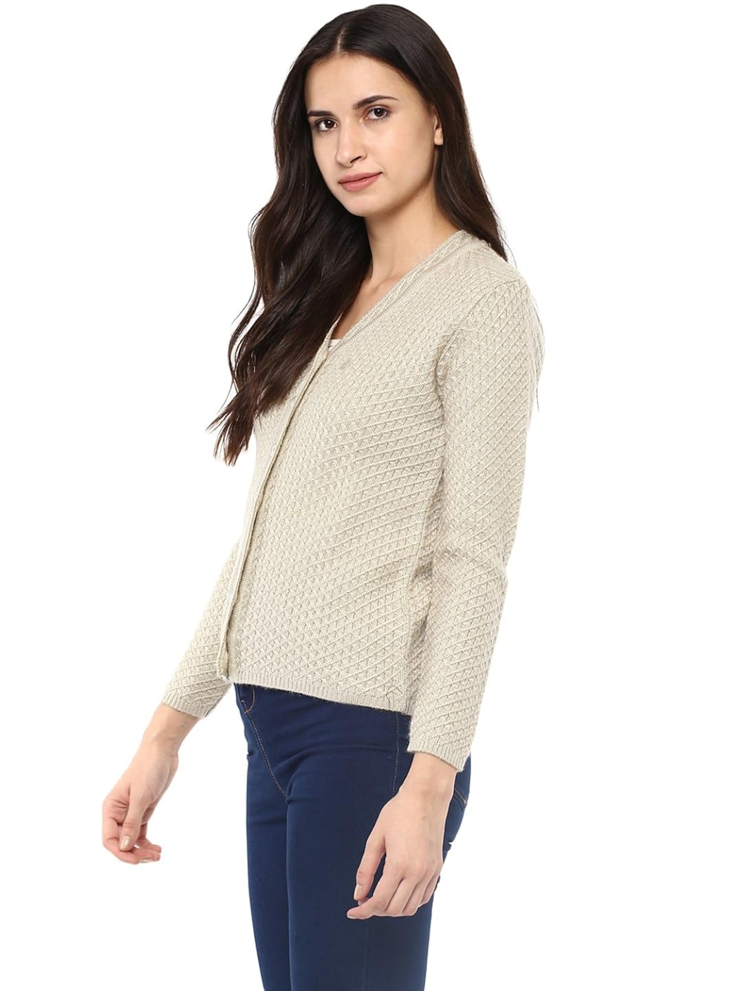cayman women beige patterned cardigan
