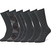 Easton Marlowe Mens Dress Socks 6 Pair Combed Cotton Classic Patterns No Seam Comfort