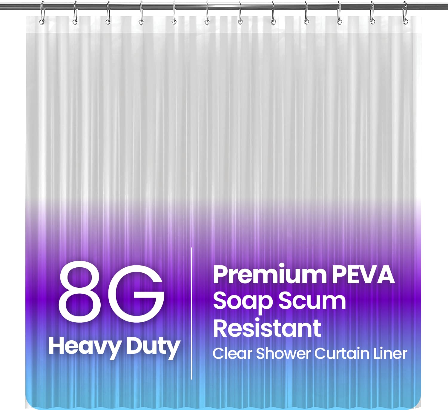 Photo 1 of LiBa Bathroom Shower Curtain - Waterproof Plastic Shower Curtain Premium PEVA Non-Toxic Shower with Rust Proof Grommets Clear 8G Heavy Duty Bathroom Accessories 72x78