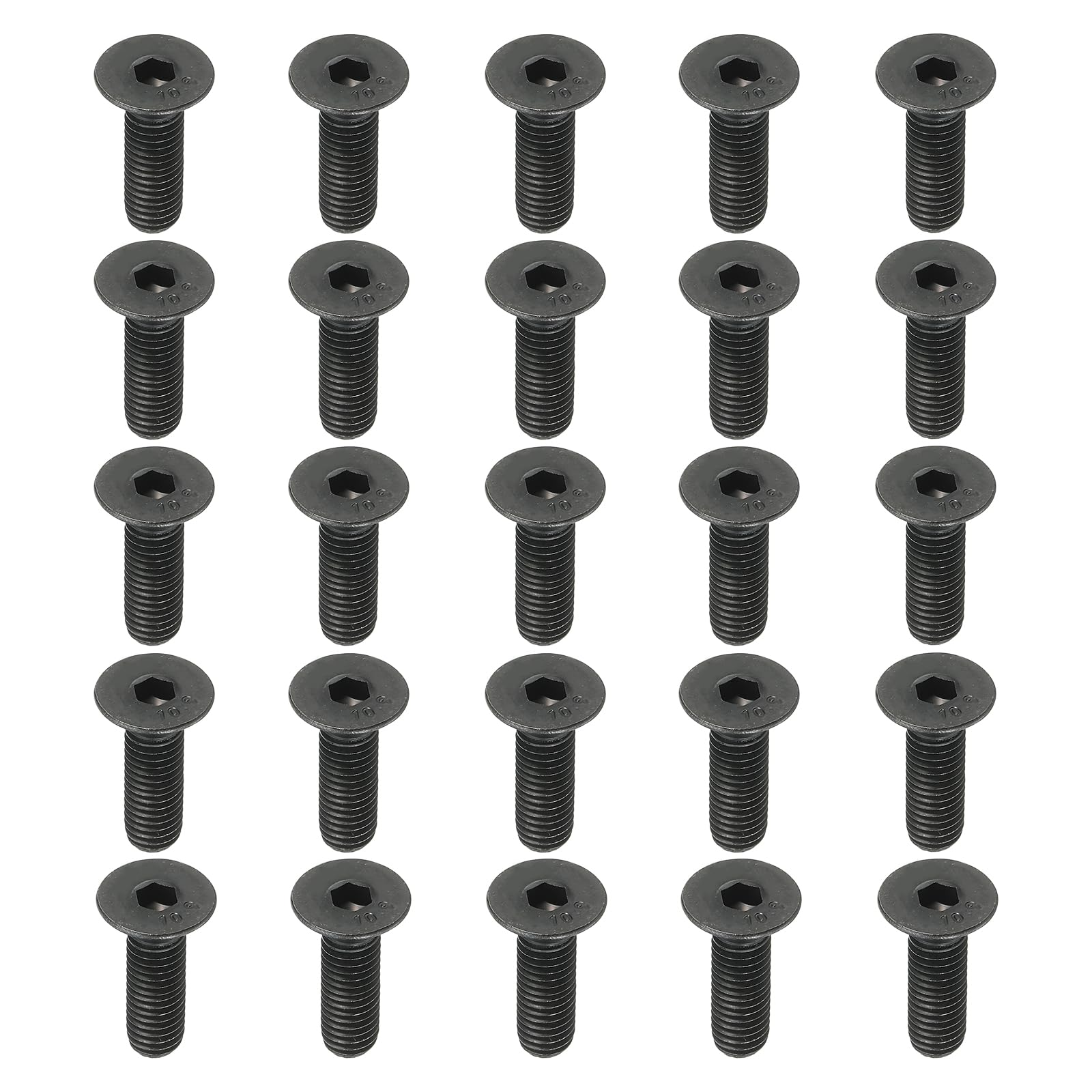 PATIKIL M8 x 25 mm Flat Head Socket Cap Screws, 20 Pack Flat Countersunk Bolts Medium Carbon Steel Hex Socket Drive Machine Screws Full Thread Black Oxide Grade 10.9