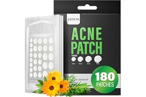 ZATKTK Acne Pimple Patch (180 Counts 4 Sizes), FSA Eligible Invisible Hydrocolloid Acne Patch with Tea Tree Oil & Calendula Oil, Acne Spot Patch Zit Patches for Face
