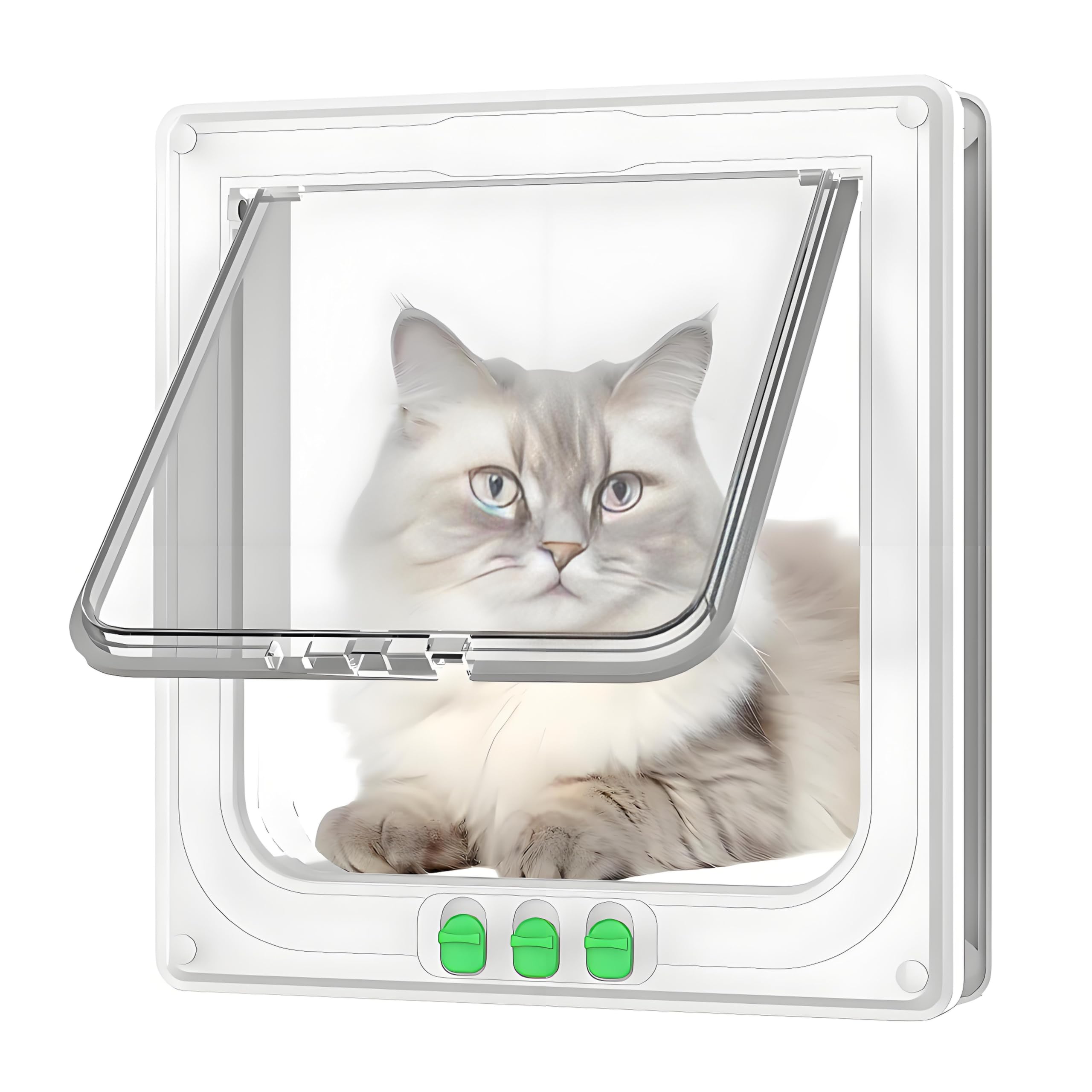 AGSYFFD Cat Flap, Pet Door, Secure Cat Door with 3-Way Lock, Two-Way Entry and Exit, Mounts to Windows, Doors and Walls, Weatherproof and Easy to Install