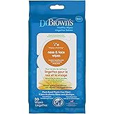 Dr. Brown's Nose and Face Healthy Wipes, Safe Cleaning and Moisturizing for Babies and Toddlers, Hypoallergenic for Sensitive Skin, 30 count, 1-Pack (Packaging May Vary)
