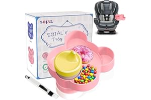 BlueOrigin Car Seat Snack Tray - Travel Tray for Kids Car Seat, Stroller, Booster and Anywhere with a Cup Holder, Toddler Road Trip Essentials Food Plate for Snacks, Toys, Entertainment (Pink)