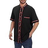 Men's Mexican Guayabera Shirt Short Sleeve Button Down Embroidered Shirt for Cinco De Mayo Traditional Mexican Shirts