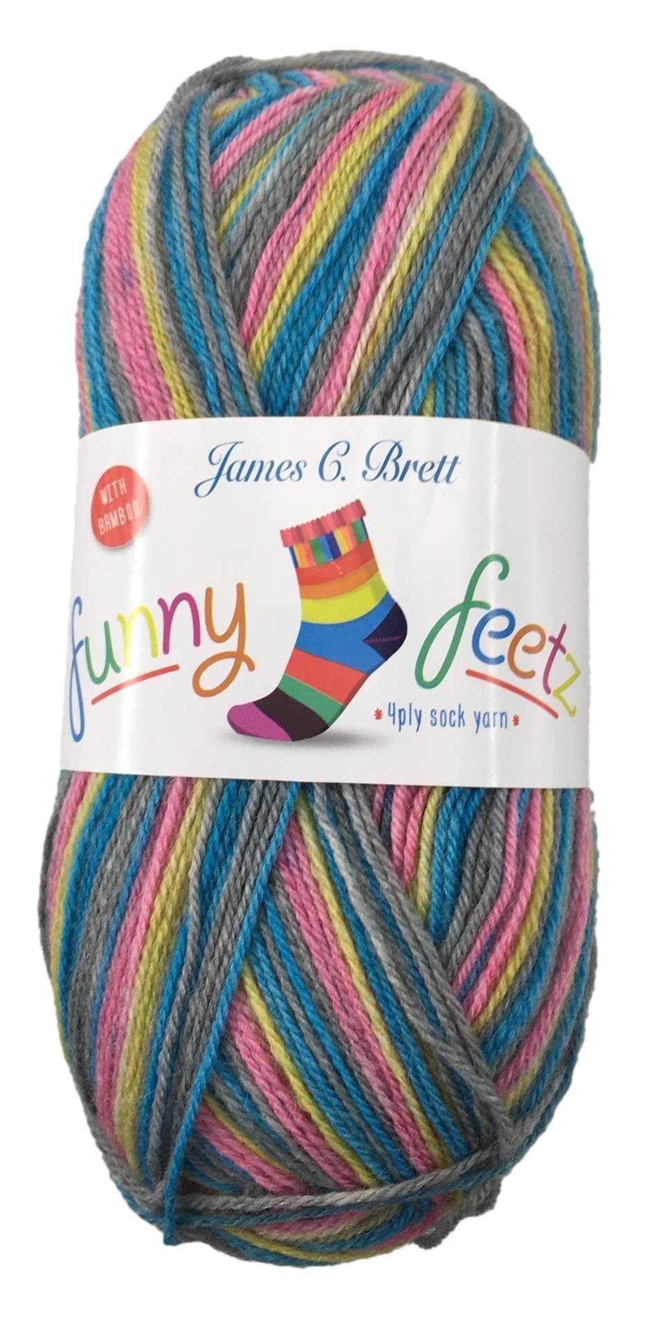 James C Brett Funny Feetz Sock Yarn 4Ply with Bamboo (FZB10)
