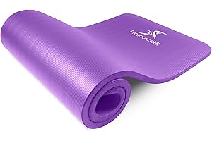 ProsourceFit 1 in and 1/2in Extra Thick Yoga Pilates Exercise Mat, Padded Workout Mat for Home, Non-Sip Yoga Mat for Men and 