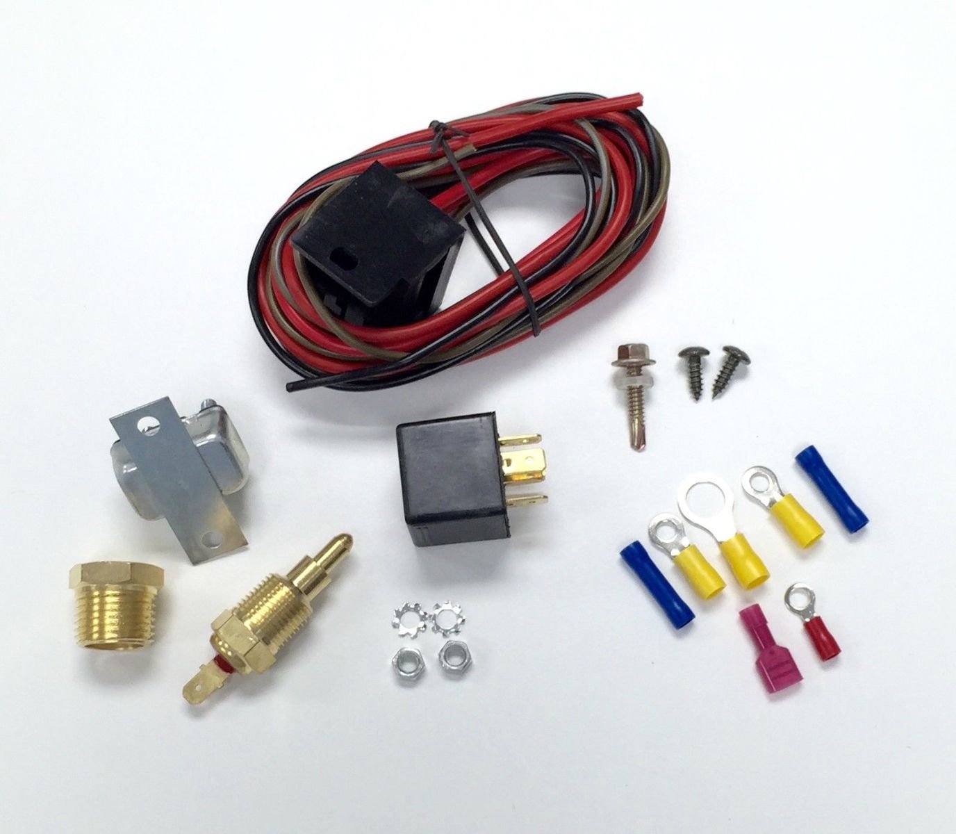 Amazon.com: Pirate Mfg Hot Rod Electric Cooling Fan Wiring Install Kit  200/185 Thermostat 50 Amp Relay: Automotive