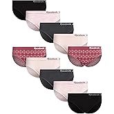 Reebok Womens Bikini Underwear - 10 Pack Stretch Performance Briefs Bikini Panties - Seamless Underwear for Women (Size S-XL)