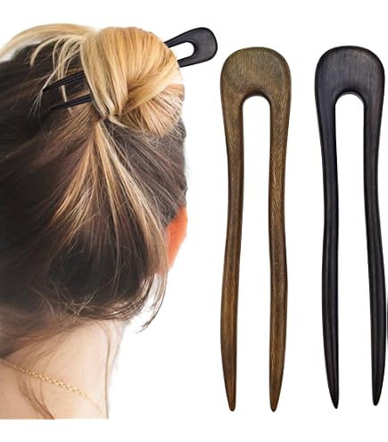 Vintage 70\'s hand-carved wooden hair/bun fork Amazon.com : Lurrose Wooden Hair Fork: 3 Prong Wooden  main image 4
