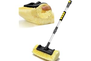 Anyyion 51-Inch Car Wash Brush with 10-Inch Soft Bristle, On/Off Switch for Car Truck Boat Washing Brush, Perfect for Cleaning House Siding, Auto Cars, Trucks, SUV, RV, Floors and More!
