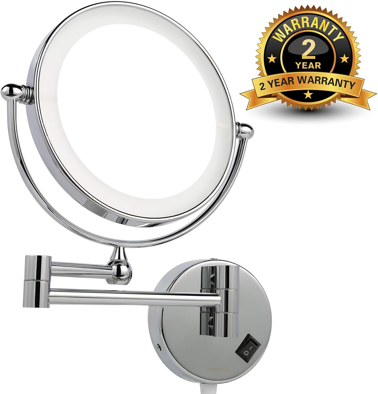 Homever Wall Mounted Makeup Mirror LED Lighted with 1x/5x Magnification