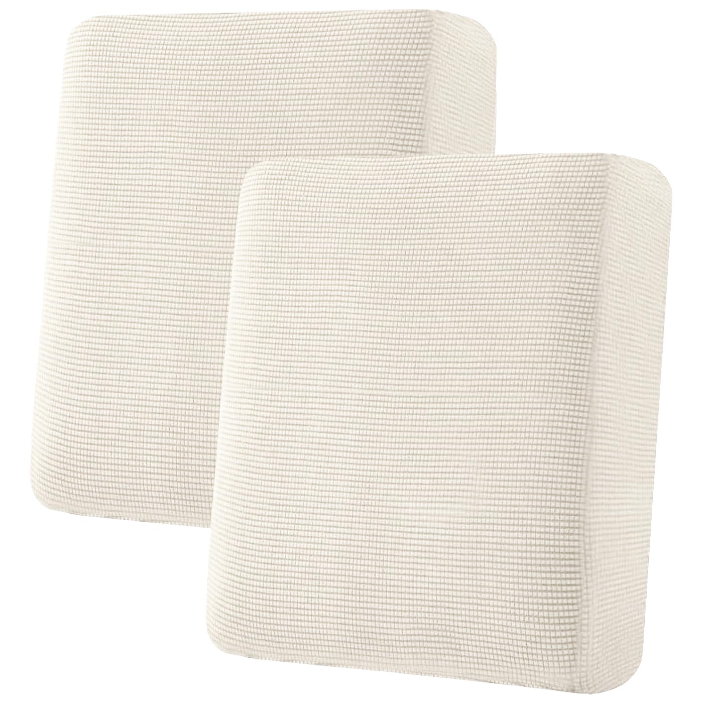 Photo 1 of H.VERSAILTEX Super Stretch Individual Seat Cushion Covers Sofa Covers Couch Covers Slipcover Sets Thick Jacquard Textured Twill Fabric (2 Piece Medium Sofa Cushion Covers, Porcelain)