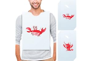 Geyoga 30 Pieces Bibs Bulk 23 Inch Crawfish Boil Seafood Party Supplies Disposable Plastic Funny Bibs for Adult Size(Lobster, Crab)