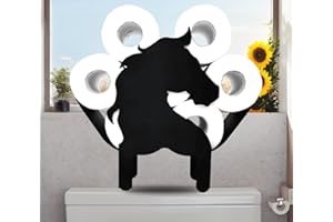 EUIROET Horse Animal Paper Holders,Black Metal Toilet Tissue Holder,Decorative Metal Paper Holder,Cute Toilet Paper Storage for Bathrooms,FreeStanding Metal Toilet Paper Organizer Hold Extra 8 Rolls