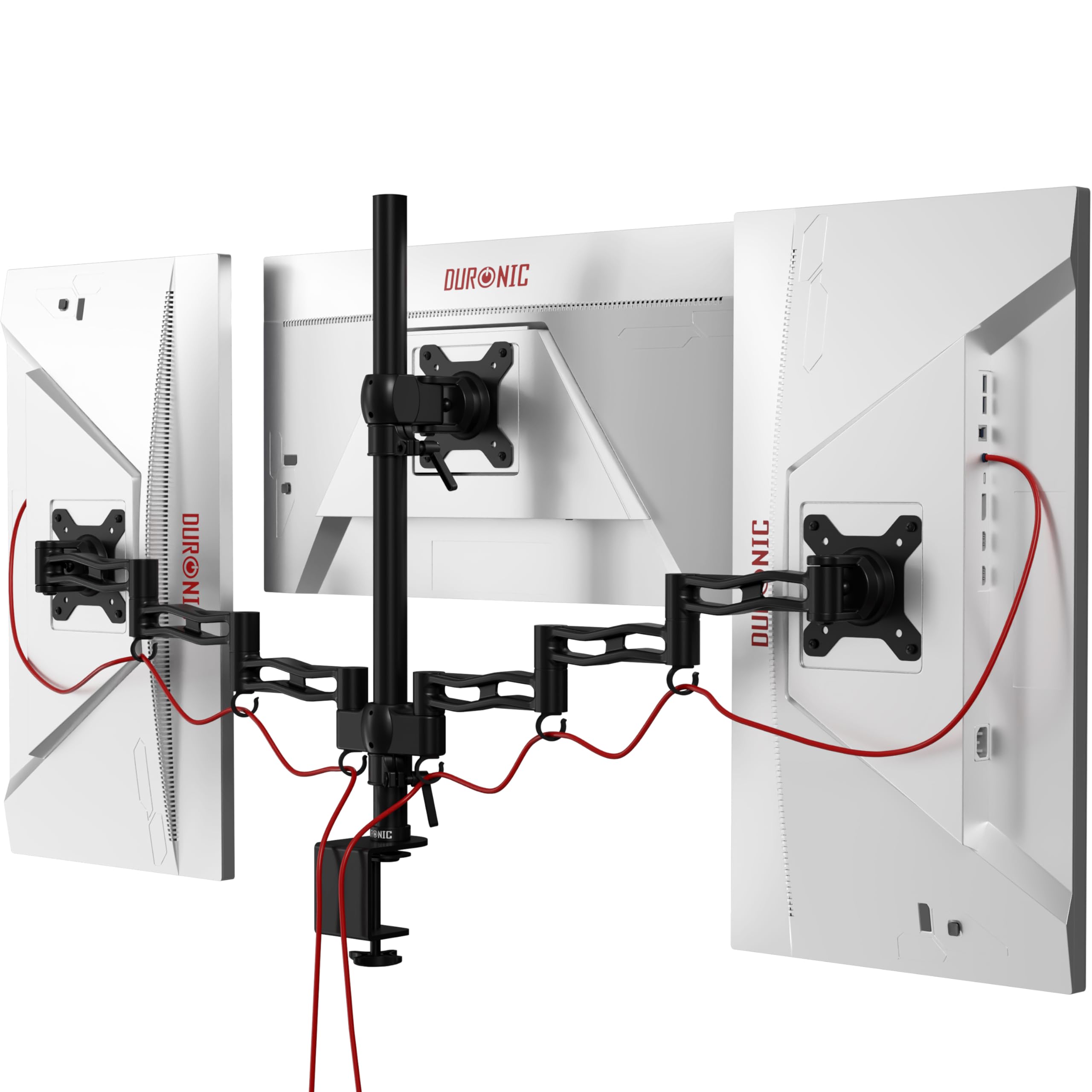 Duronic Triple Monitor Arm Stand DM353, Triple Monitor Stand Adjustable PC Desk Mount for 13-22” Screens 3 Monitors Mount with VESA 75 100 and 8kg Capacity for Home Office Work