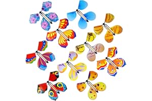 Outee 10 Packs Flying Butterfly Card Surprise Wind Up Butterfly in The Book Rubber Band Powered Gift Butterfly Fairy Flying Toy Great Xmas Gifts Surprise Gift Teacher Appreciation Gift