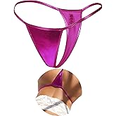 ohyeah Sexy G-String Thongs Micro Thong Bikini Panties Metallic PU Leather Underpants for Women Low Rise Cheeky Underwear