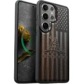 Carveit Wood Case for Galaxy S26 Ultra, Patriot Flag, Black | Magnetic Samsung Galaxy S26 Ultra Case Compatible with MagSafe Wireless Chargers, Engraved Wood & Soft TPU Shockproof Bumper